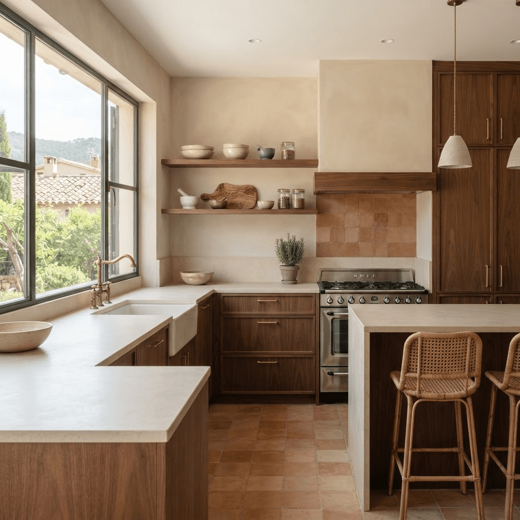 Renovated kitchen in Alicante with large-format flooring